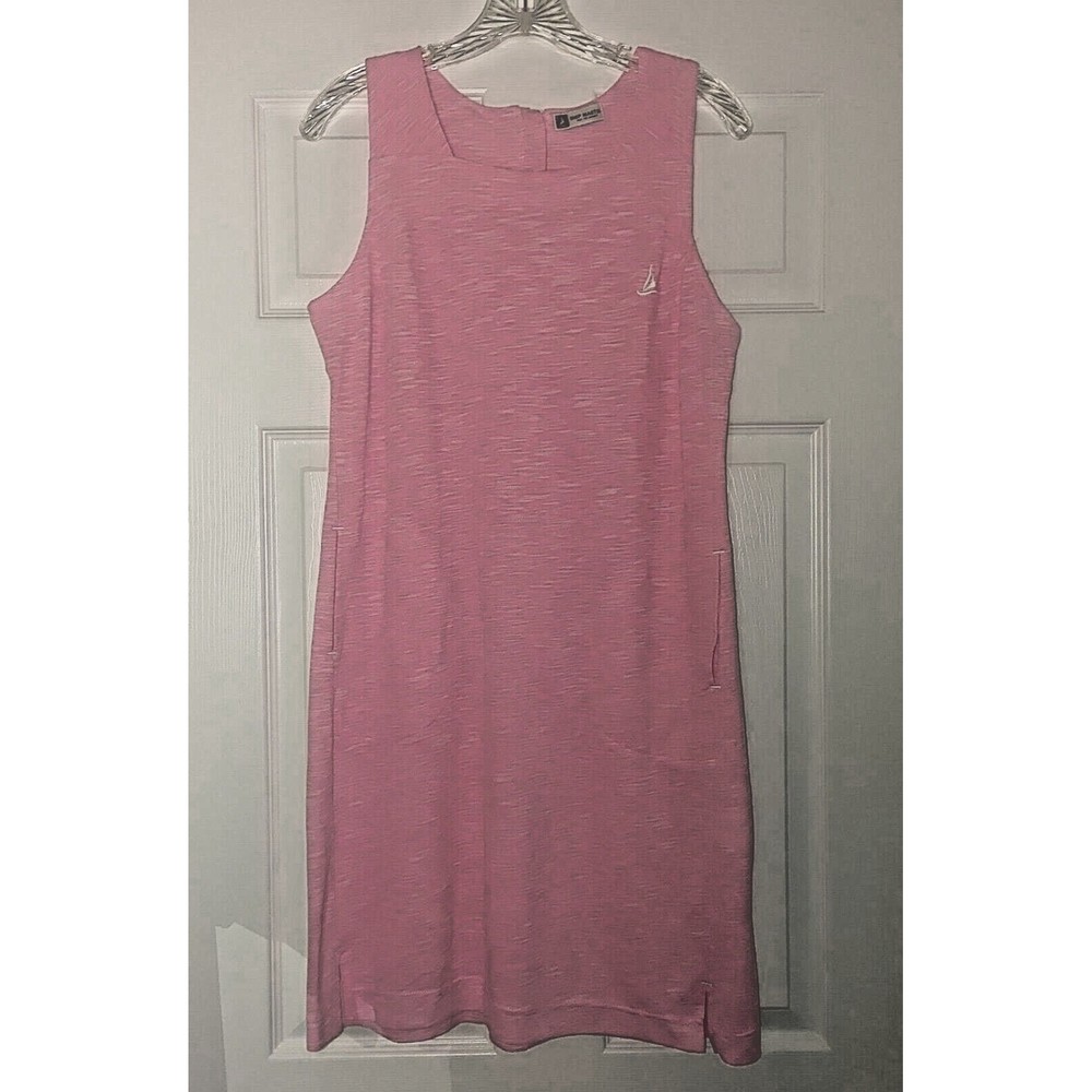 Pink Sleeveless Dress Size Large Light-Weight Pockets Square Neck Ship Master